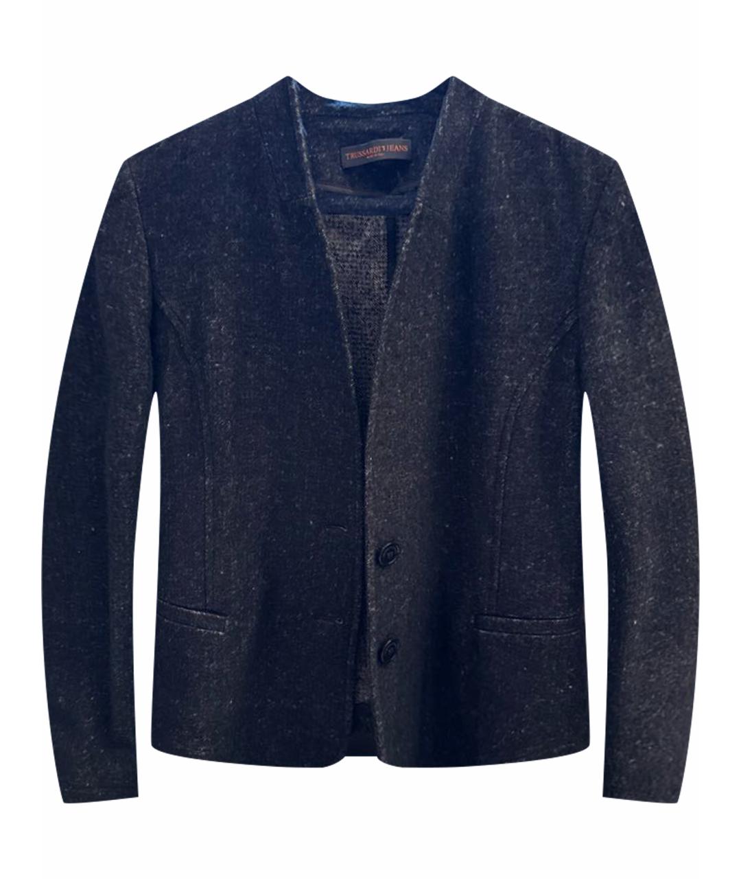 TRUSSARDI JEANS Темно-синий полиэстеровый жакет/пиджак, фото 1