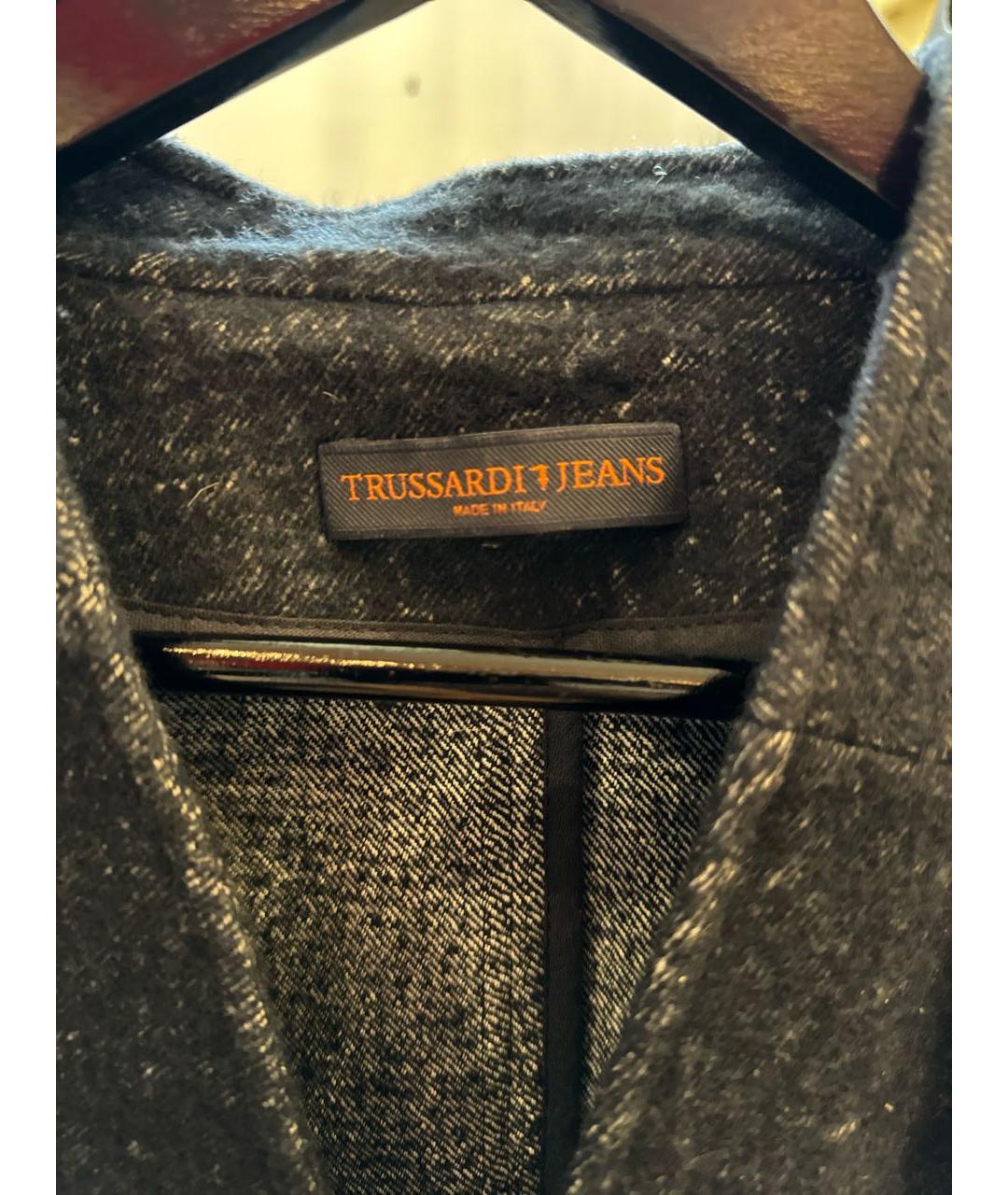 TRUSSARDI JEANS Темно-синий полиэстеровый жакет/пиджак, фото 4