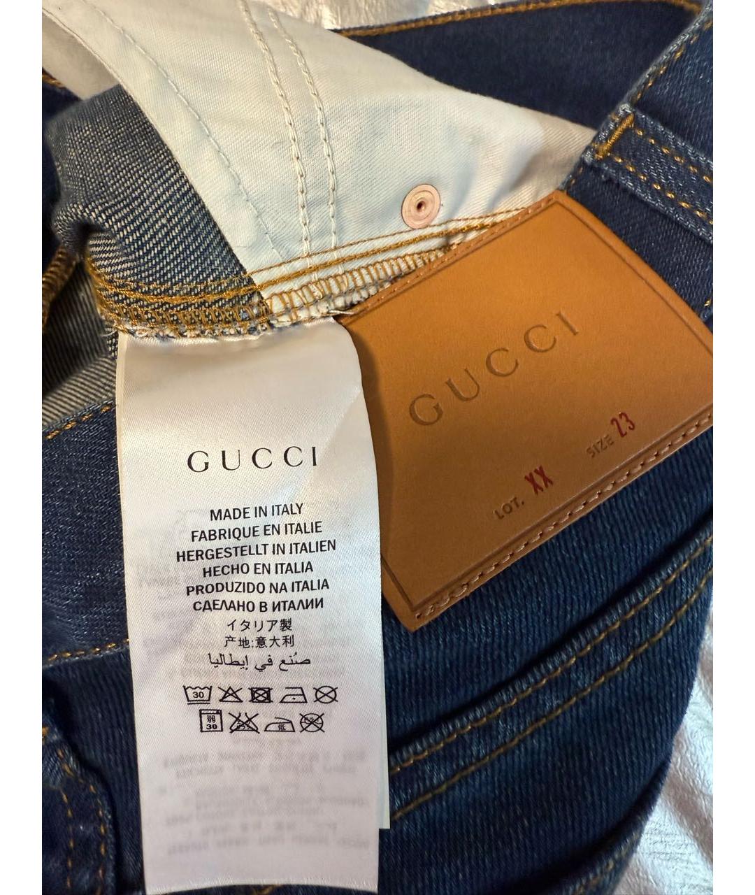 GUCCI Синие хлопковые прямые джинсы, фото 5