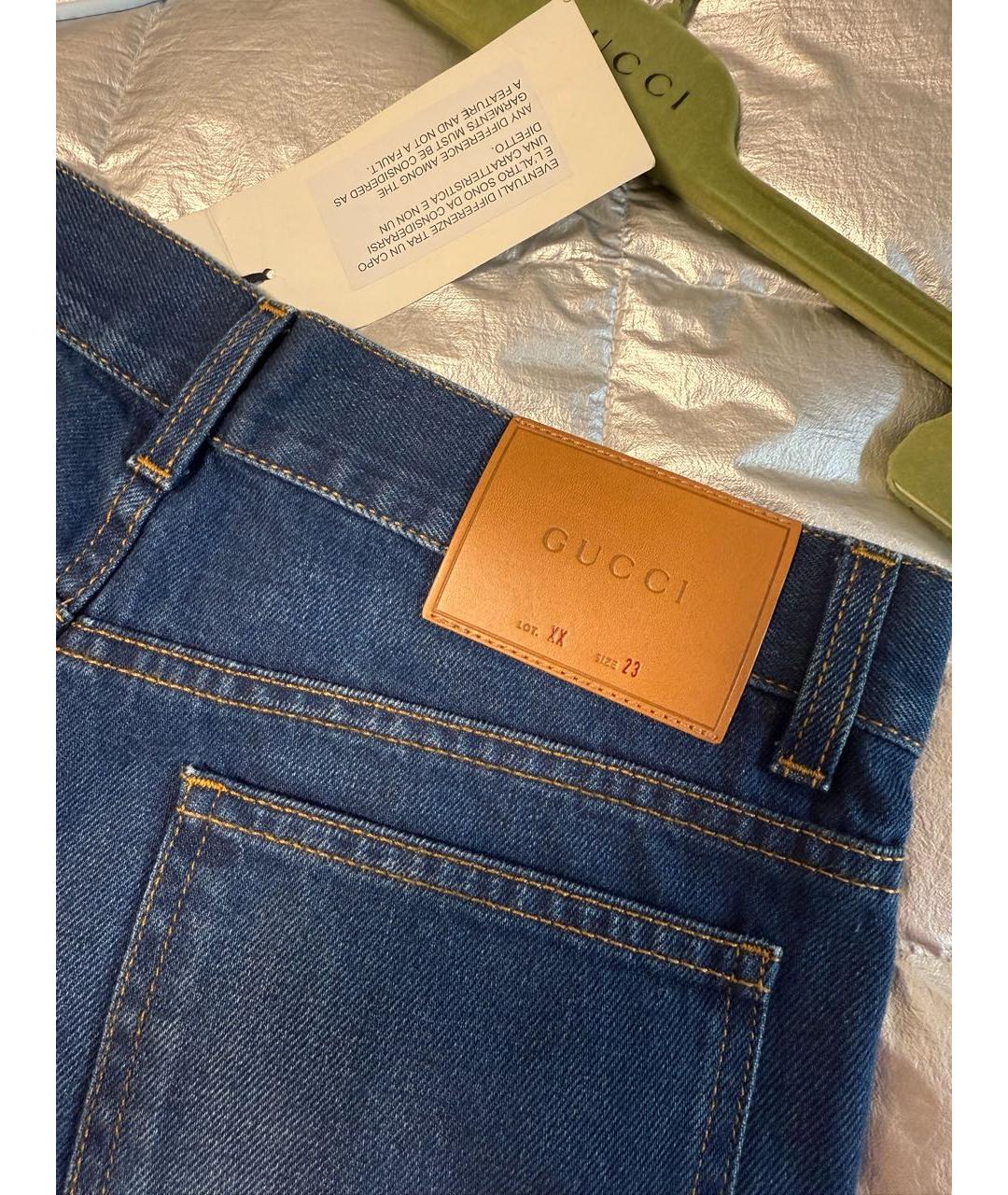 GUCCI Синие хлопковые прямые джинсы, фото 3