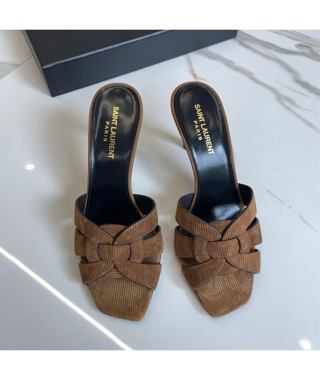 SAINT LAURENT Коричневые мюли, фото 2