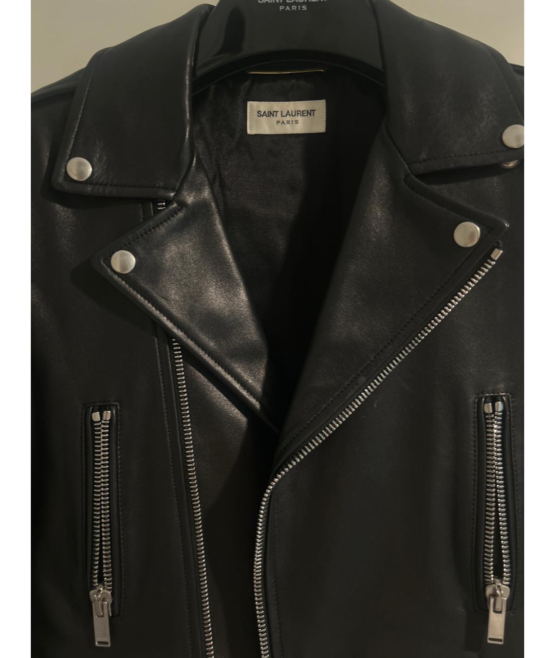 SAINT LAURENT Черная кожаная куртка, фото 4