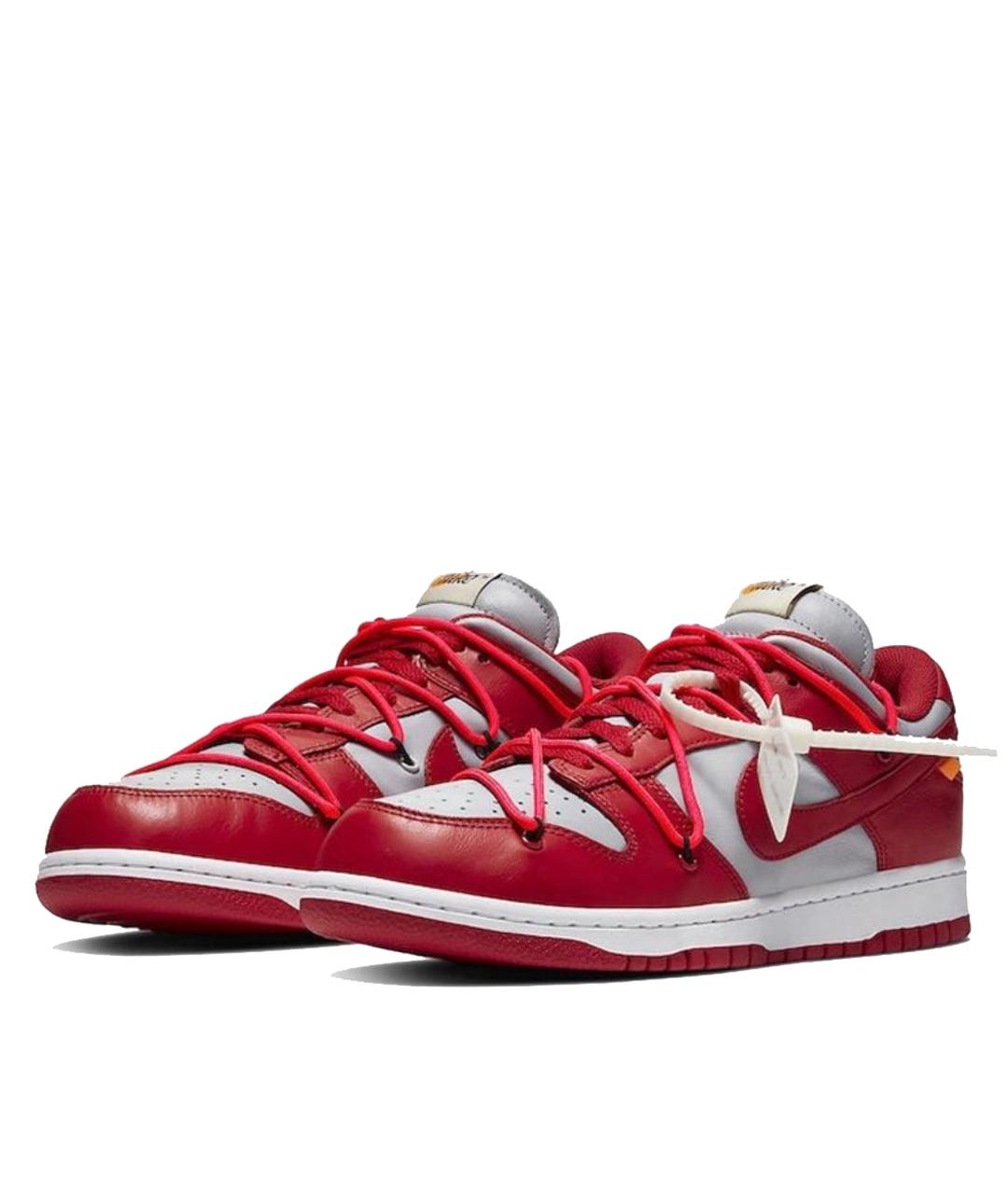 NIKE X OFF-WHITE Красные кожаные низкие кроссовки / кеды, фото 2