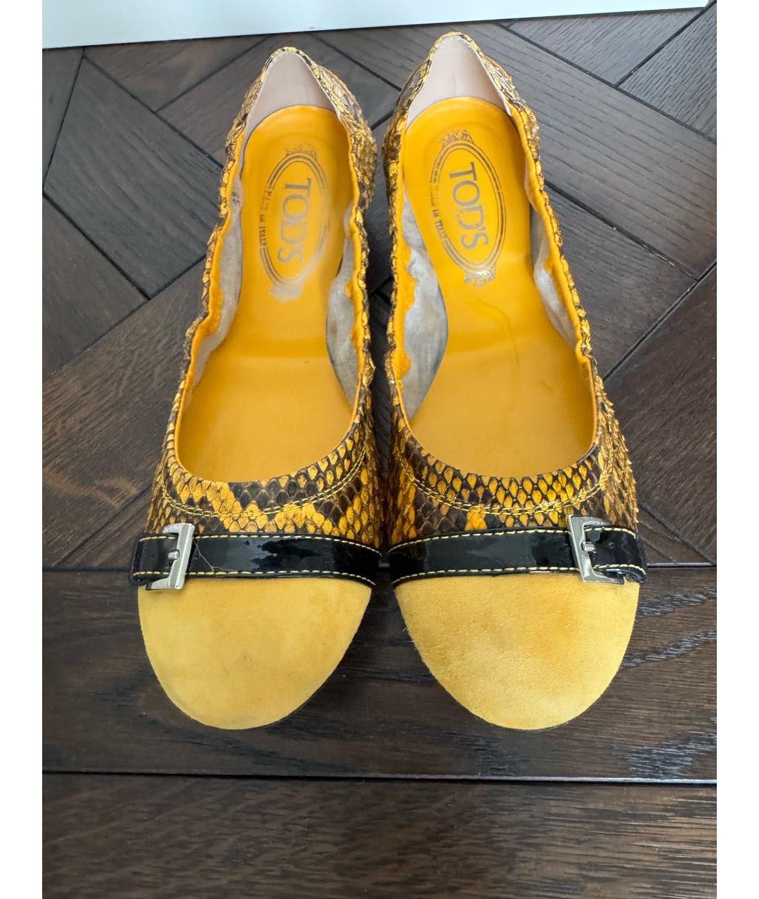 TOD'S Желтые кожаные балетки, фото 2