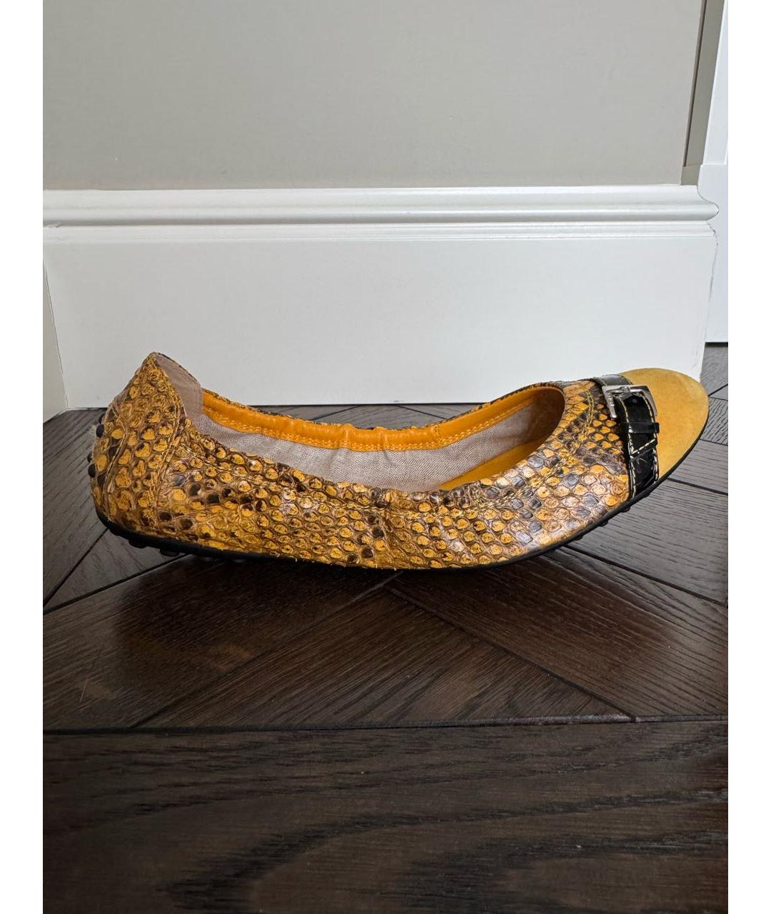 TOD'S Желтые кожаные балетки, фото 6