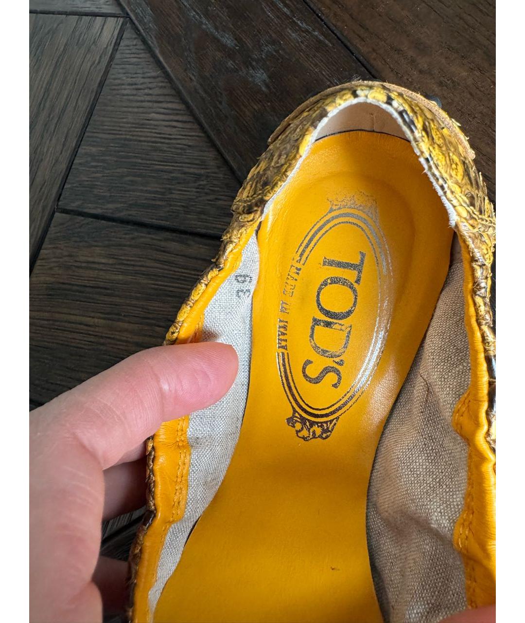 TOD'S Желтые кожаные балетки, фото 5