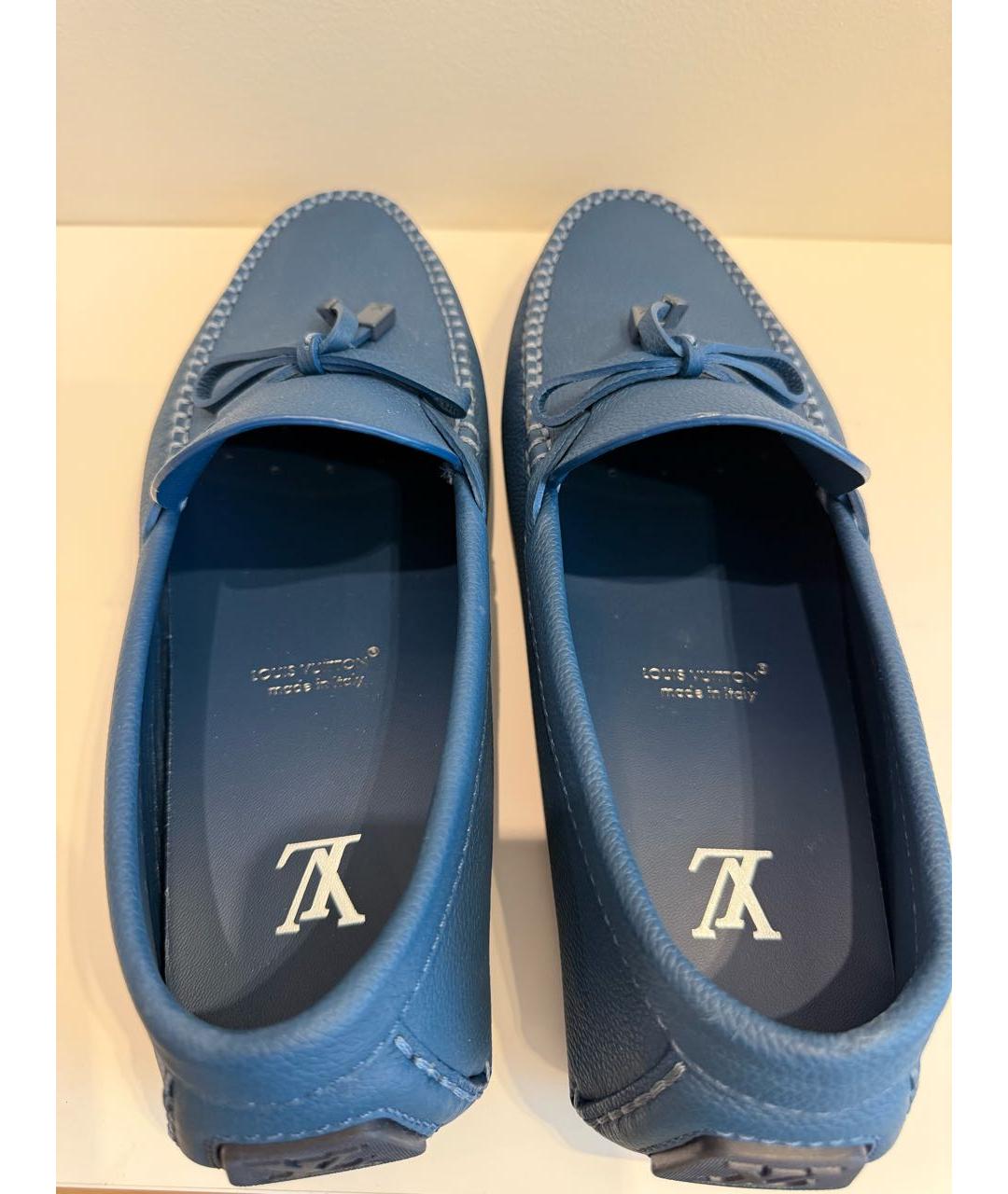 LOUIS VUITTON Синие кожаные мокасины, фото 3