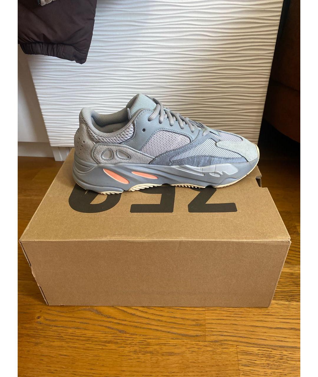 ADIDAS YEEZY Бирюзовые замшевые низкие кроссовки / кеды, фото 7
