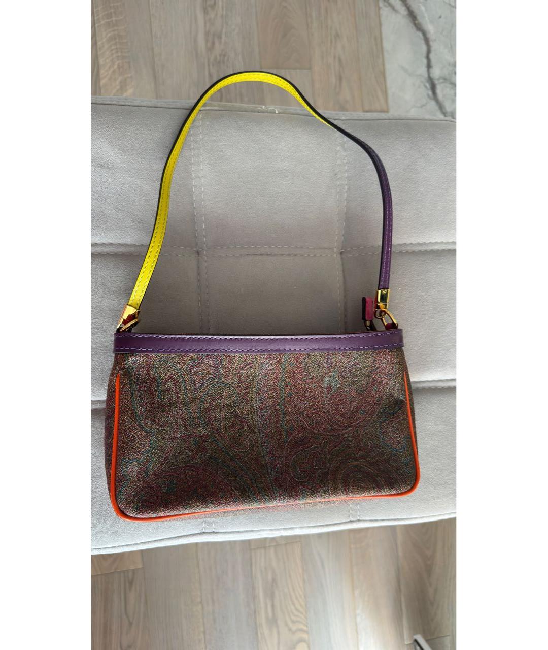 ETRO Коричневая кожаная сумка с короткими ручками, фото 9