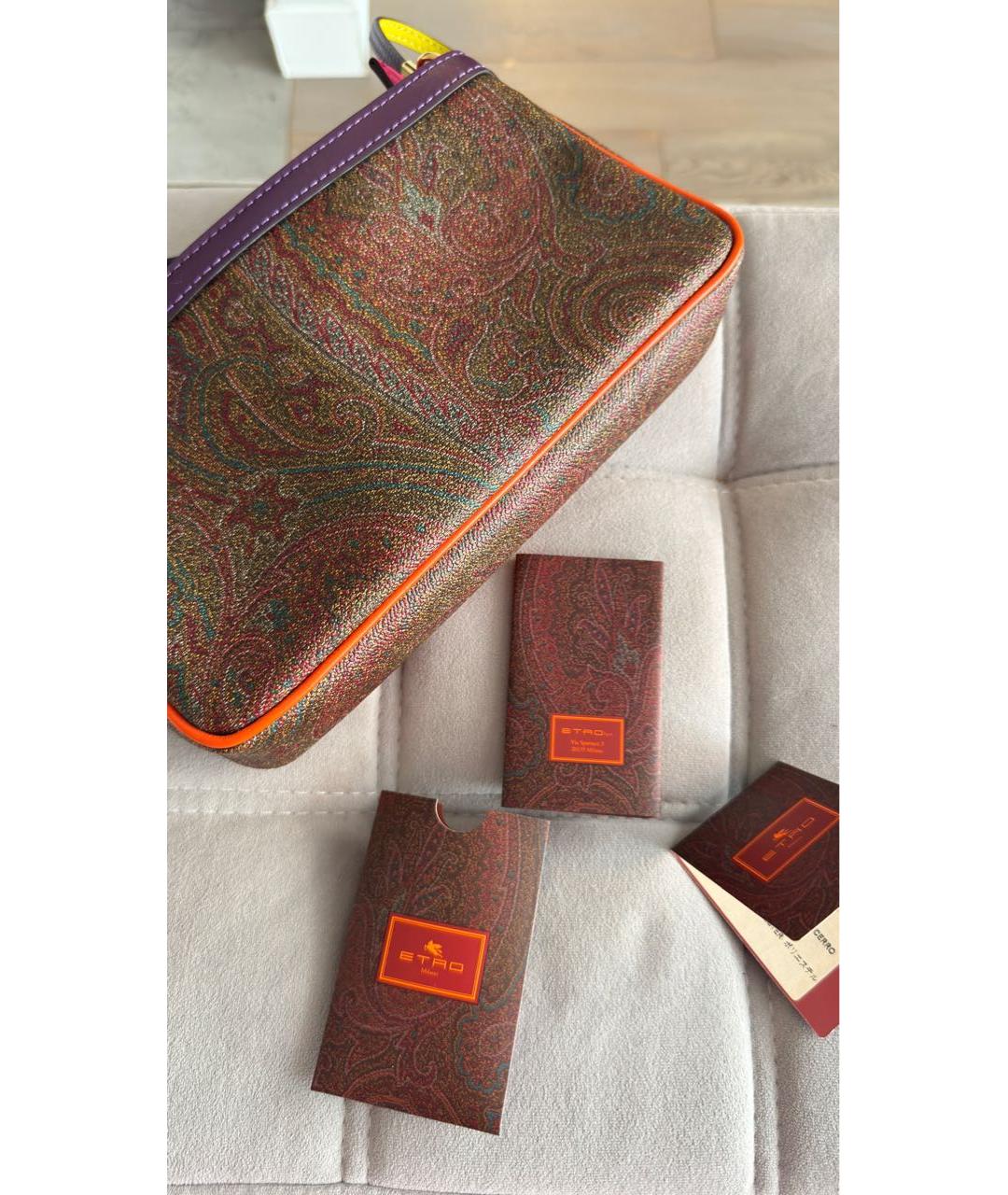 ETRO Коричневая кожаная сумка с короткими ручками, фото 8