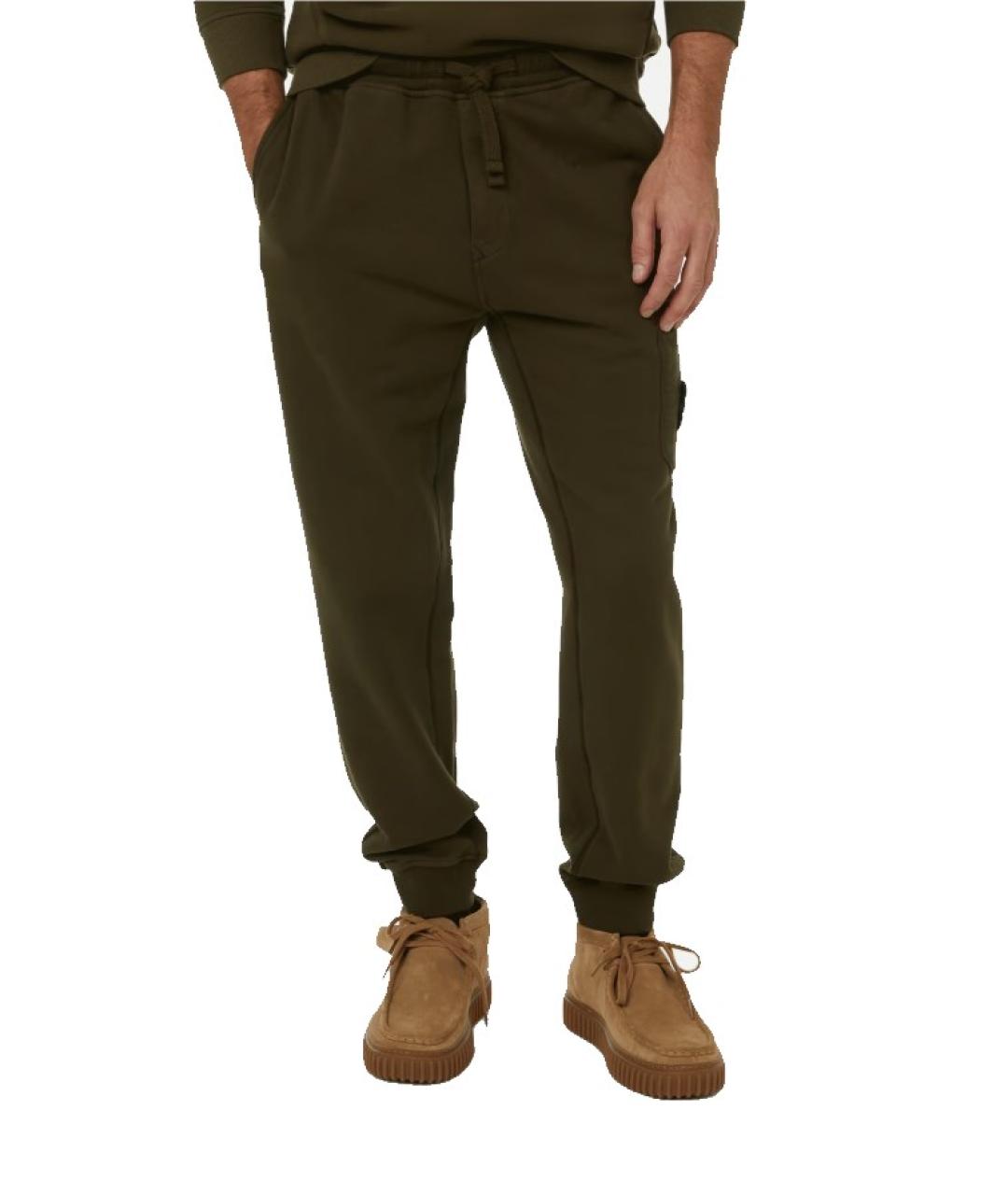 STONE ISLAND Хаки хлопковые повседневные брюки, фото 3