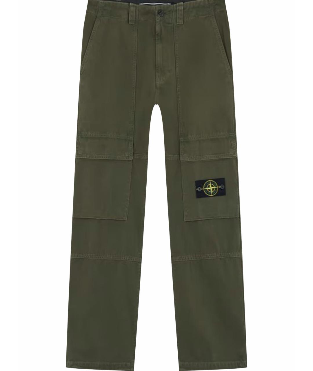 STONE ISLAND Хаки полиэстеровые повседневные брюки, фото 1