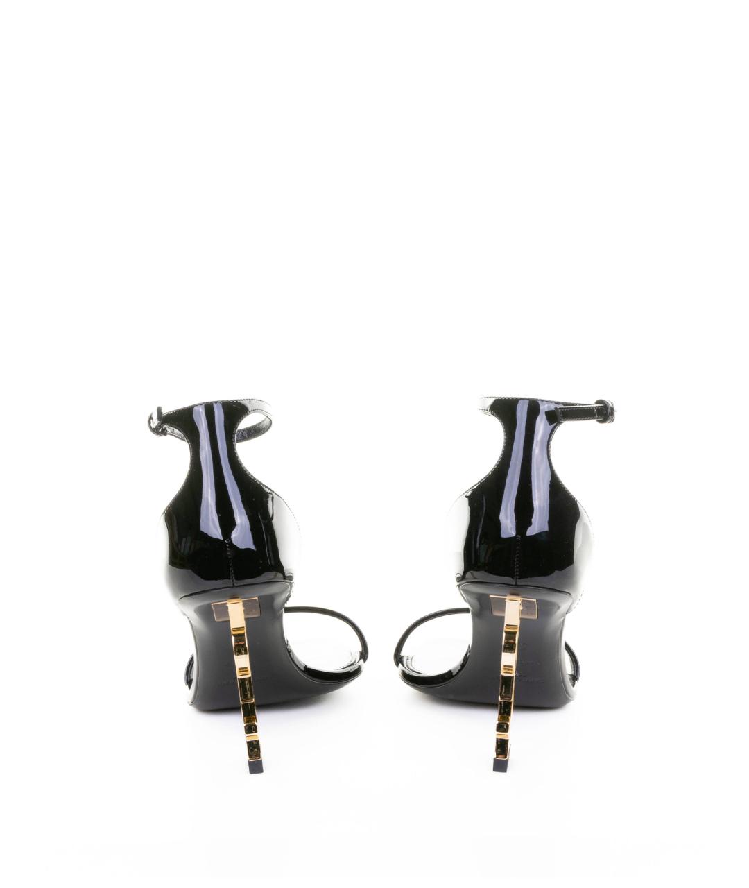 SAINT LAURENT Черные кожаные босоножки, фото 3