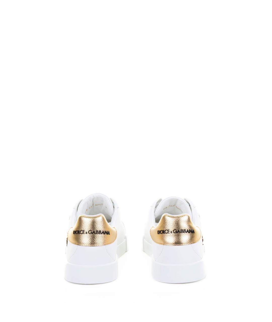 DOLCE&GABBANA Белые кожаные низкие кроссовки / кеды, фото 3