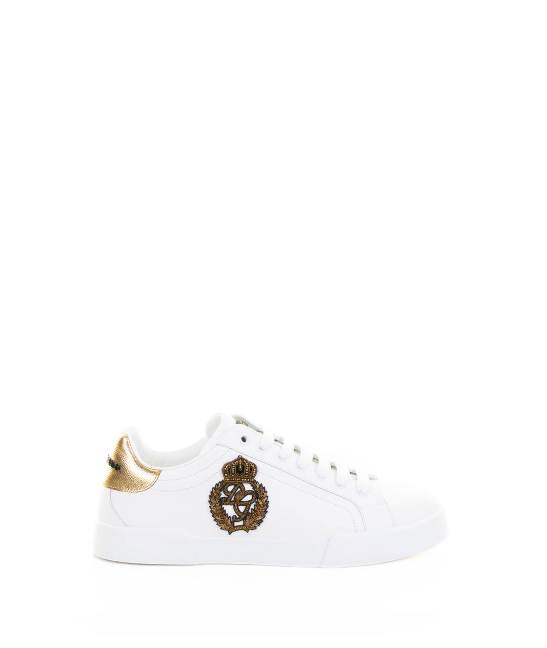 DOLCE&GABBANA Белые кожаные низкие кроссовки / кеды, фото 1