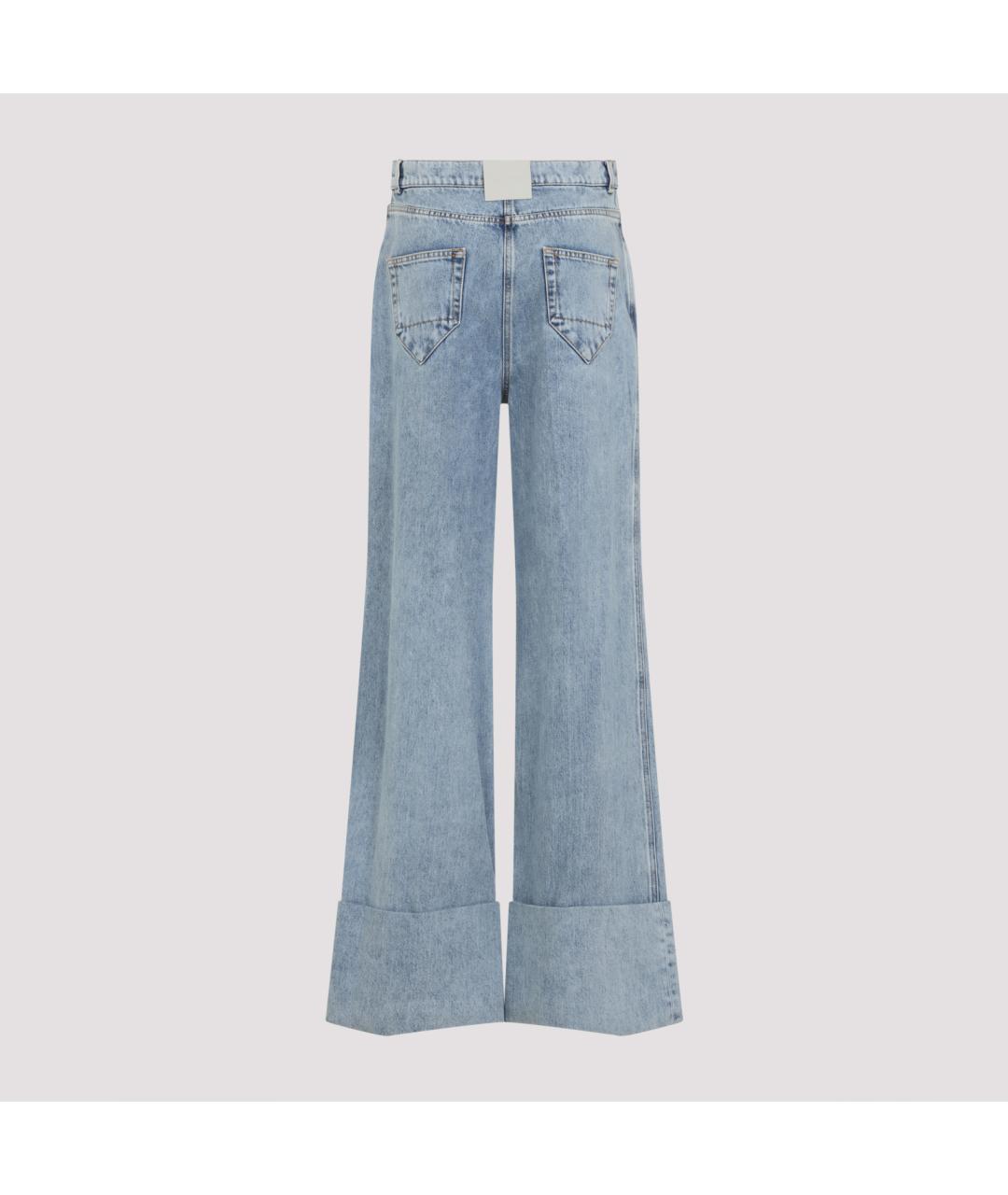 LANVIN Голубые хлопковые прямые брюки, фото 3