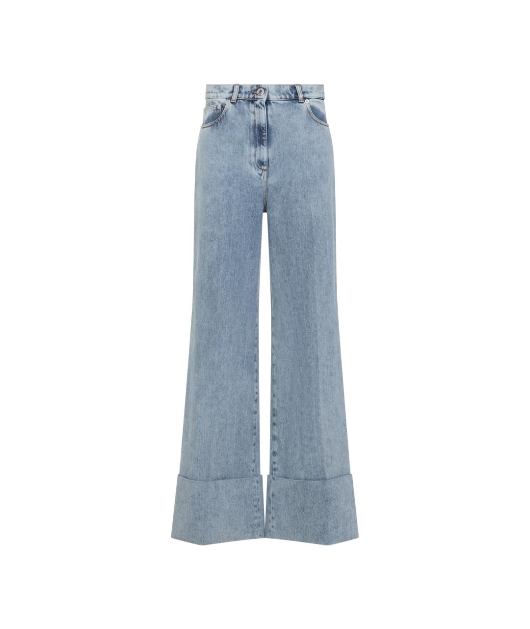 LANVIN Голубые хлопковые прямые брюки, фото 1