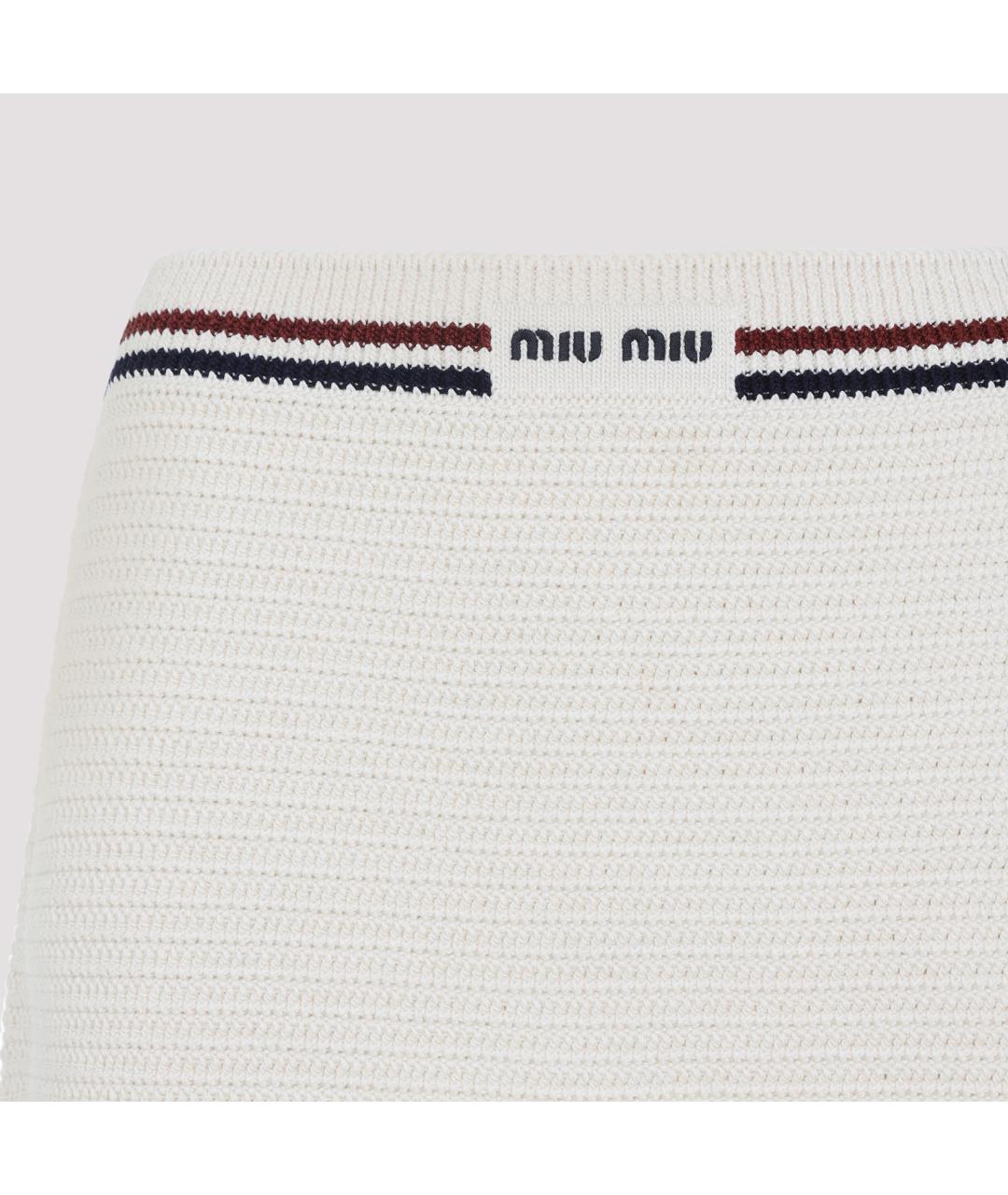 MIU MIU Бежевая хлопковая юбка мини, фото 4