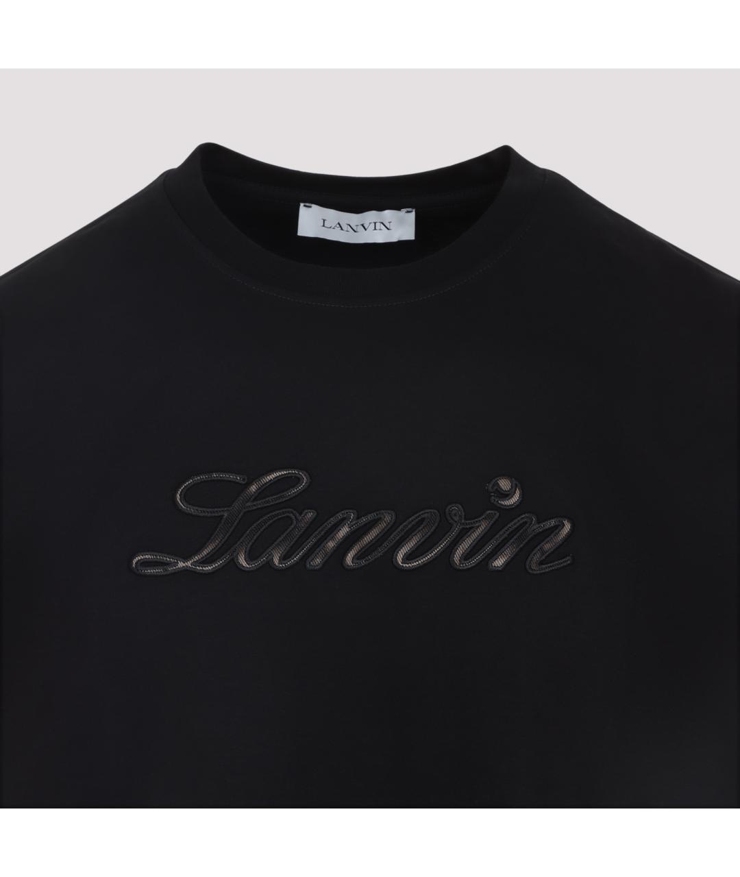 LANVIN Черная хлопковая футболка, фото 4