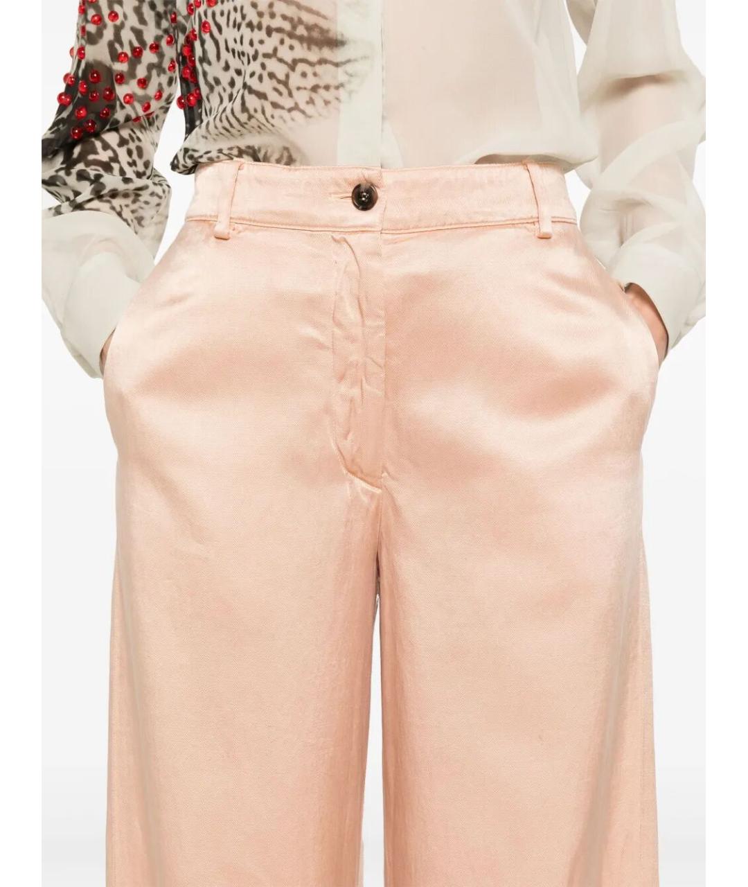 DRIES VAN NOTEN Розовые хлопковые прямые брюки, фото 5