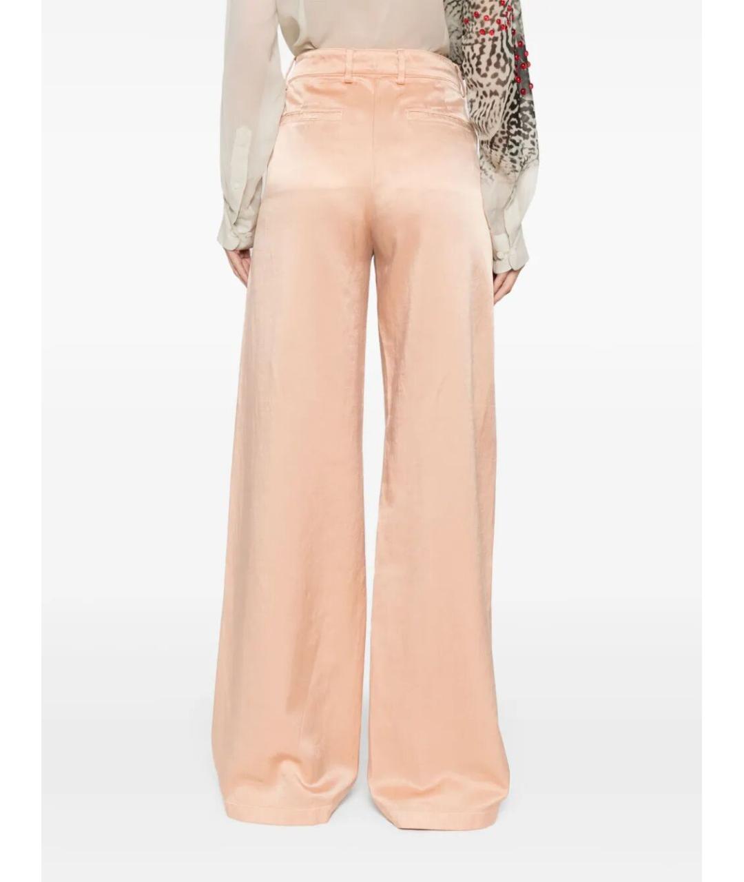 DRIES VAN NOTEN Розовые хлопковые прямые брюки, фото 4