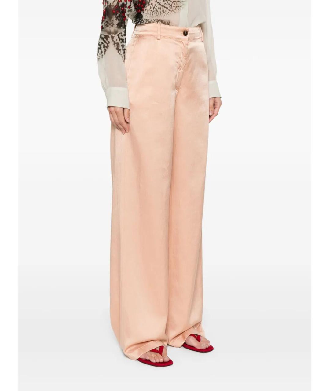 DRIES VAN NOTEN Розовые хлопковые прямые брюки, фото 3