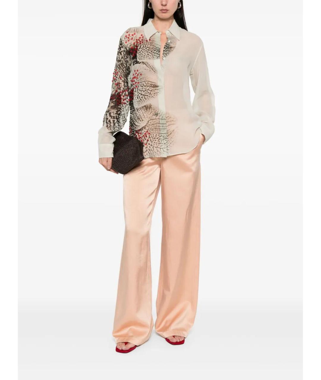 DRIES VAN NOTEN Розовые хлопковые прямые брюки, фото 2