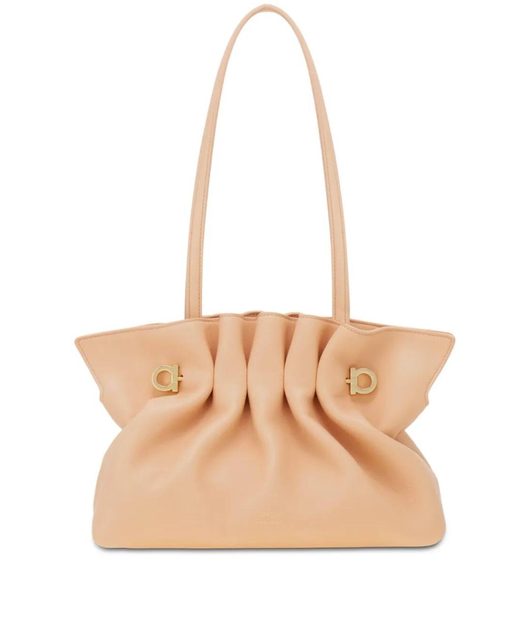 FERRAGAMO Бежевая кожаная сумка тоут, фото 1