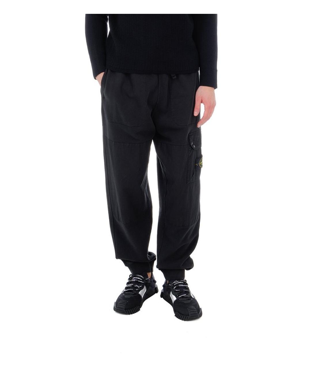 STONE ISLAND Черные хлопковые повседневные брюки, фото 2