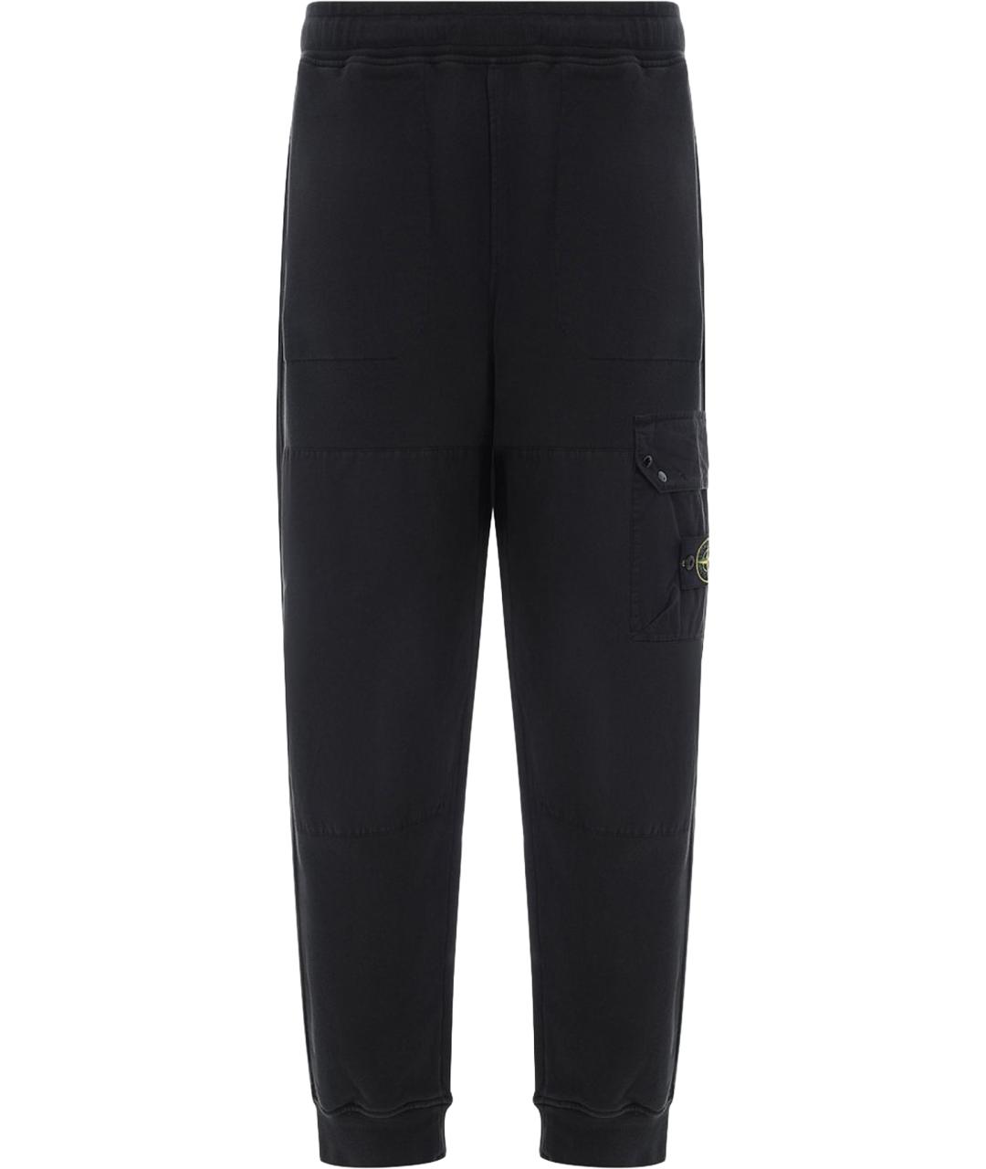 STONE ISLAND Черные хлопковые повседневные брюки, фото 1