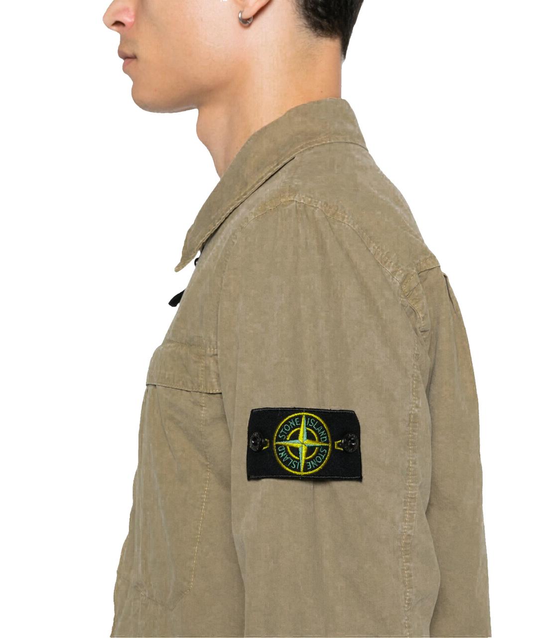 STONE ISLAND Бежевая хлопковая кэжуал рубашка, фото 3