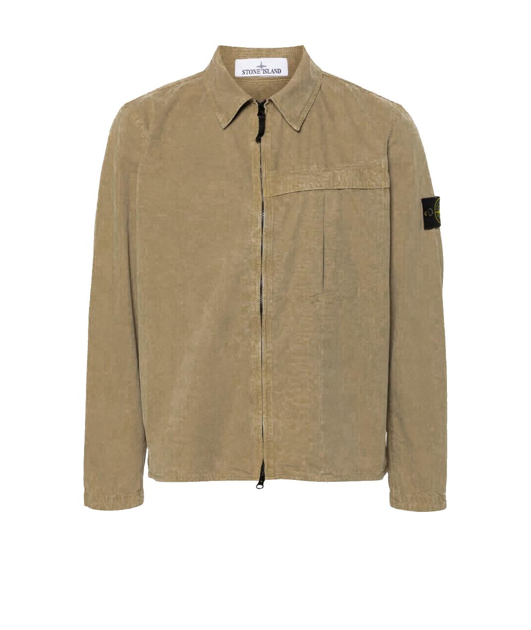 STONE ISLAND Бежевая хлопковая кэжуал рубашка, фото 4