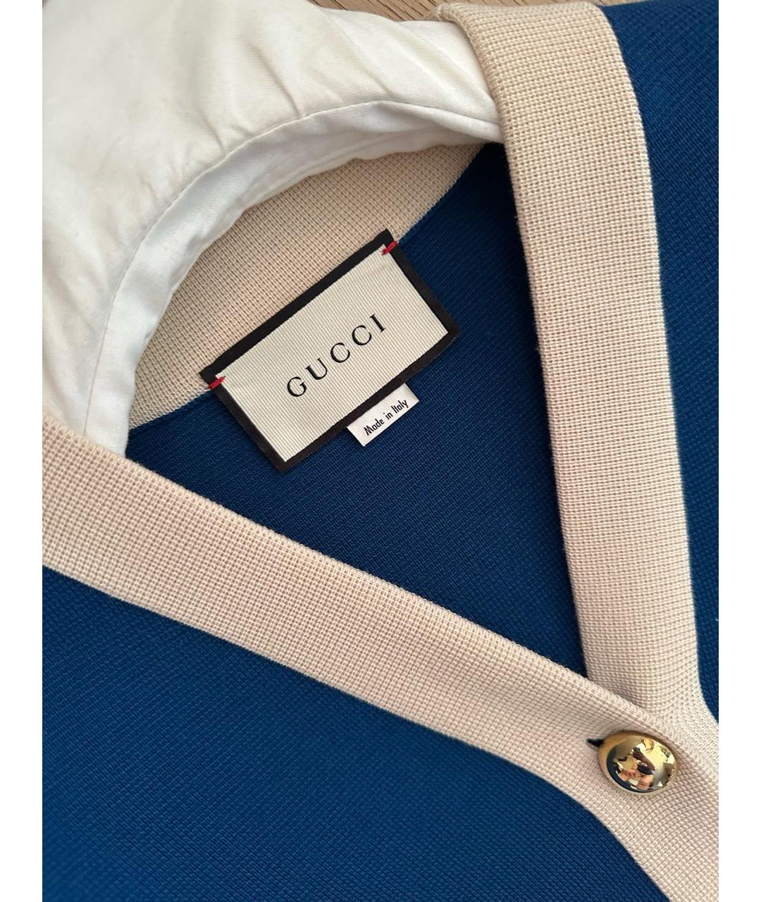 GUCCI Синее шерстяное повседневное платье, фото 3