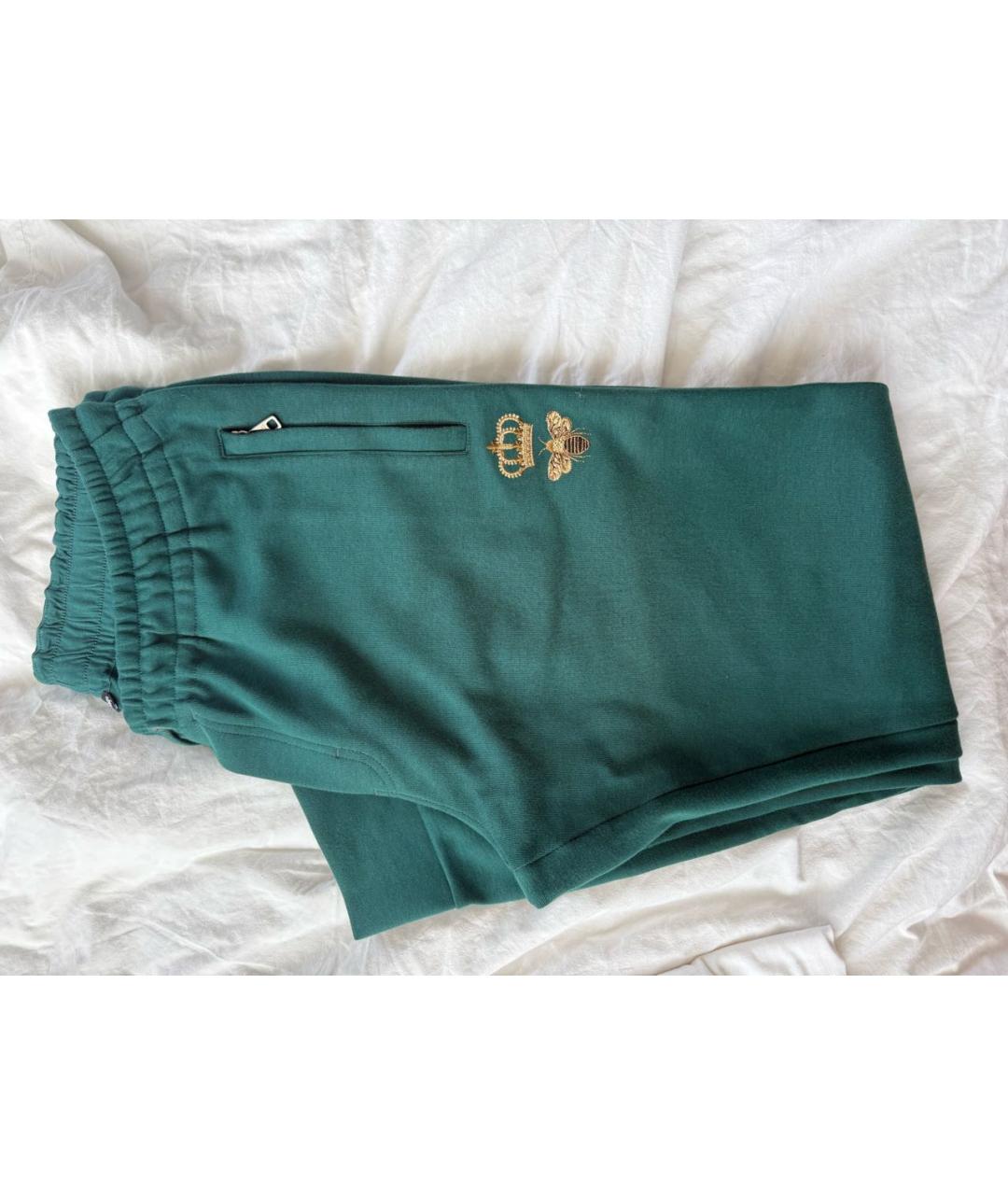 DOLCE&GABBANA Зеленые хлопковые повседневные брюки, фото 4