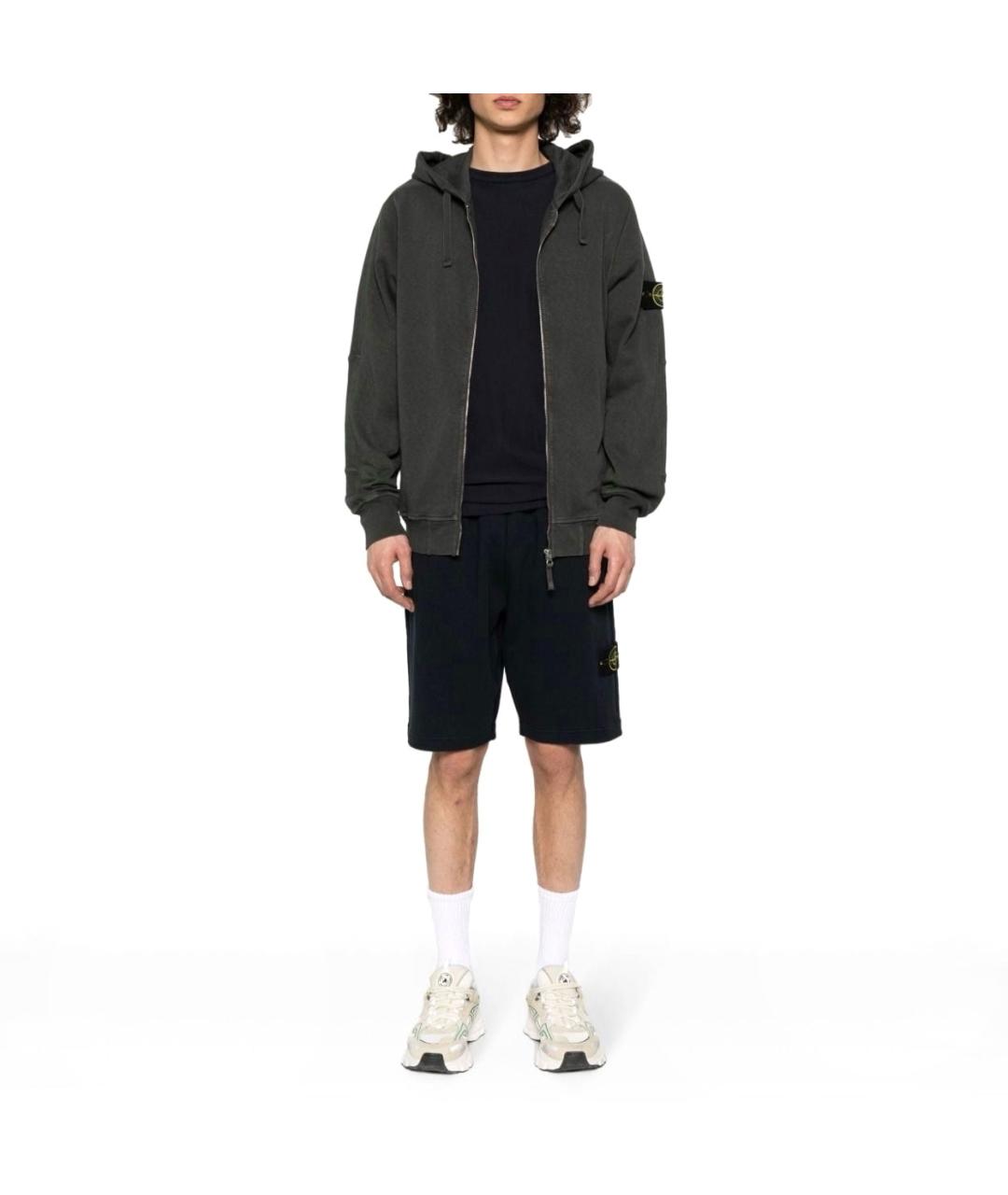 STONE ISLAND Темно-синие хлопковые шорты, фото 4