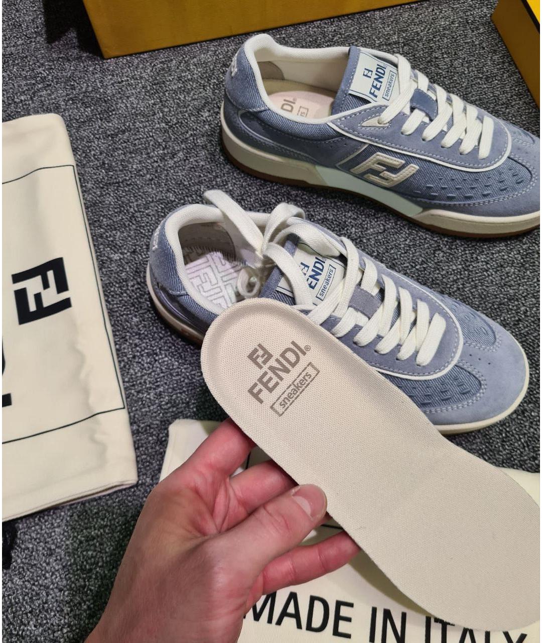 FENDI Голубые текстильные кеды, фото 8