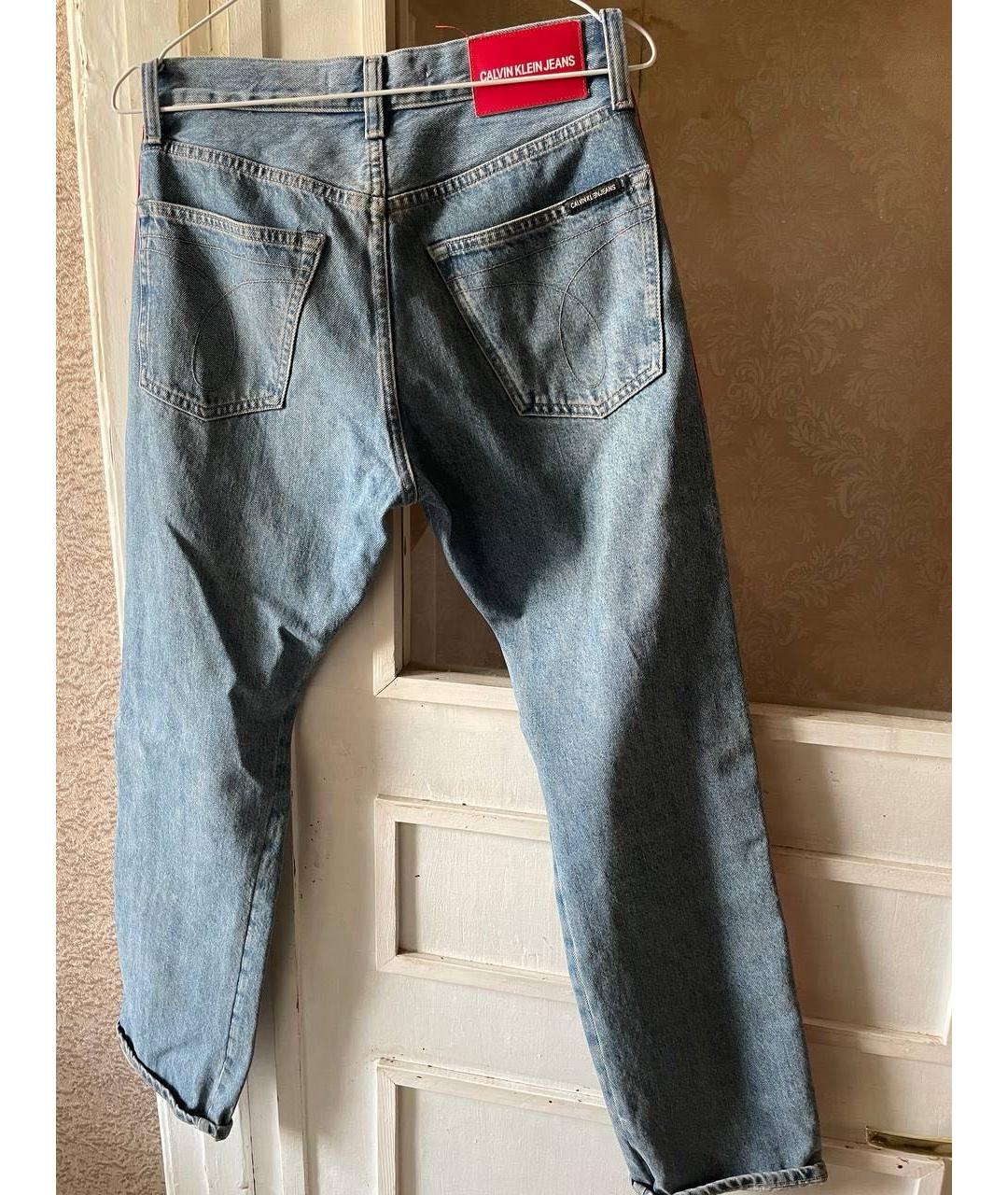 CALVIN KLEIN Синие хлопковые прямые джинсы, фото 2