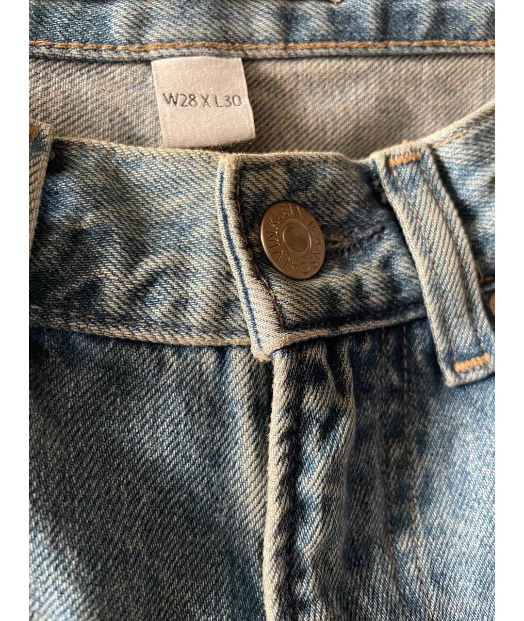CALVIN KLEIN Синие хлопковые прямые джинсы, фото 6