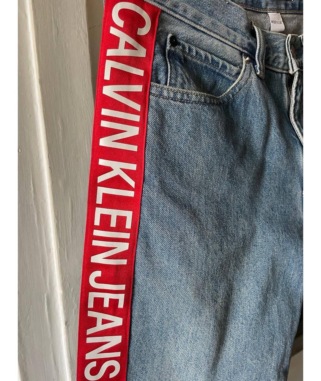 CALVIN KLEIN Синие хлопковые прямые джинсы, фото 4