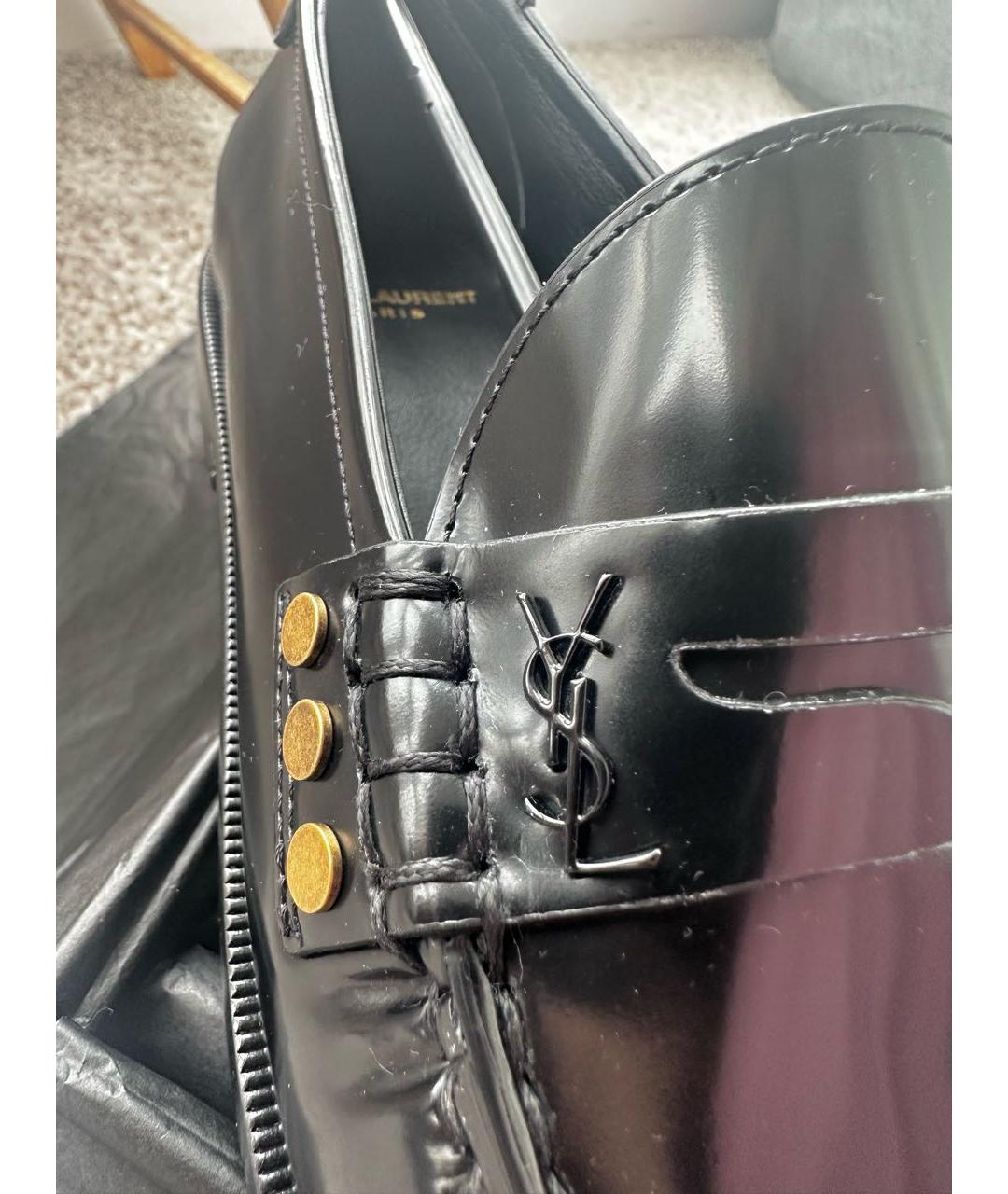 SAINT LAURENT Черные кожаные лоферы, фото 5