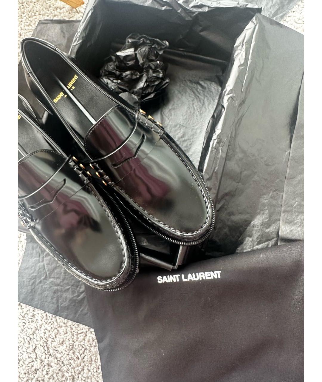 SAINT LAURENT Черные кожаные лоферы, фото 3