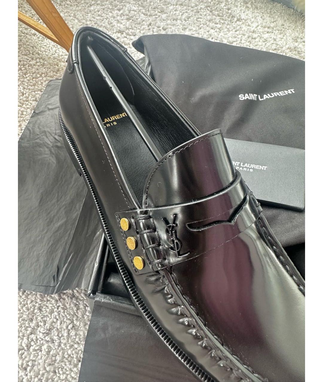 SAINT LAURENT Черные кожаные лоферы, фото 4