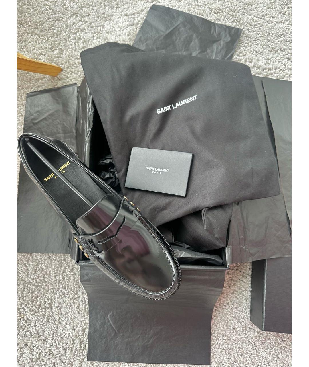 SAINT LAURENT Черные кожаные лоферы, фото 2