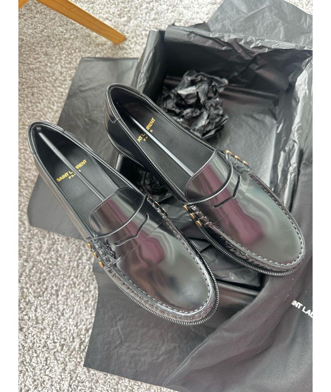 SAINT LAURENT Черные кожаные лоферы, фото 7