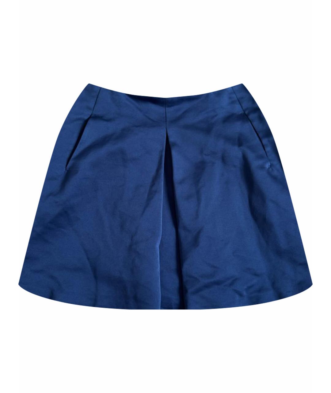 'S MAX MARA Темно-синяя атласная юбка мини, фото 1