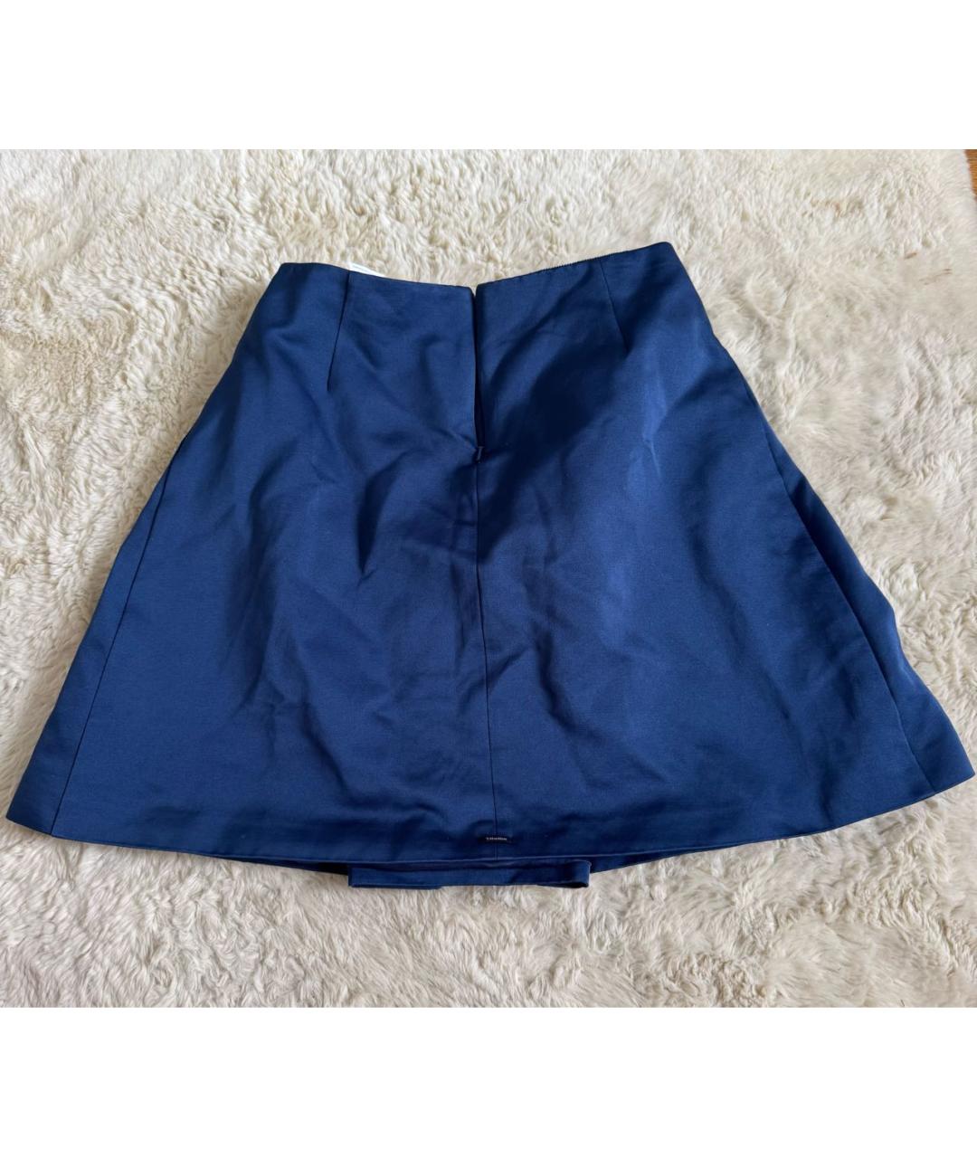 'S MAX MARA Темно-синяя атласная юбка мини, фото 2