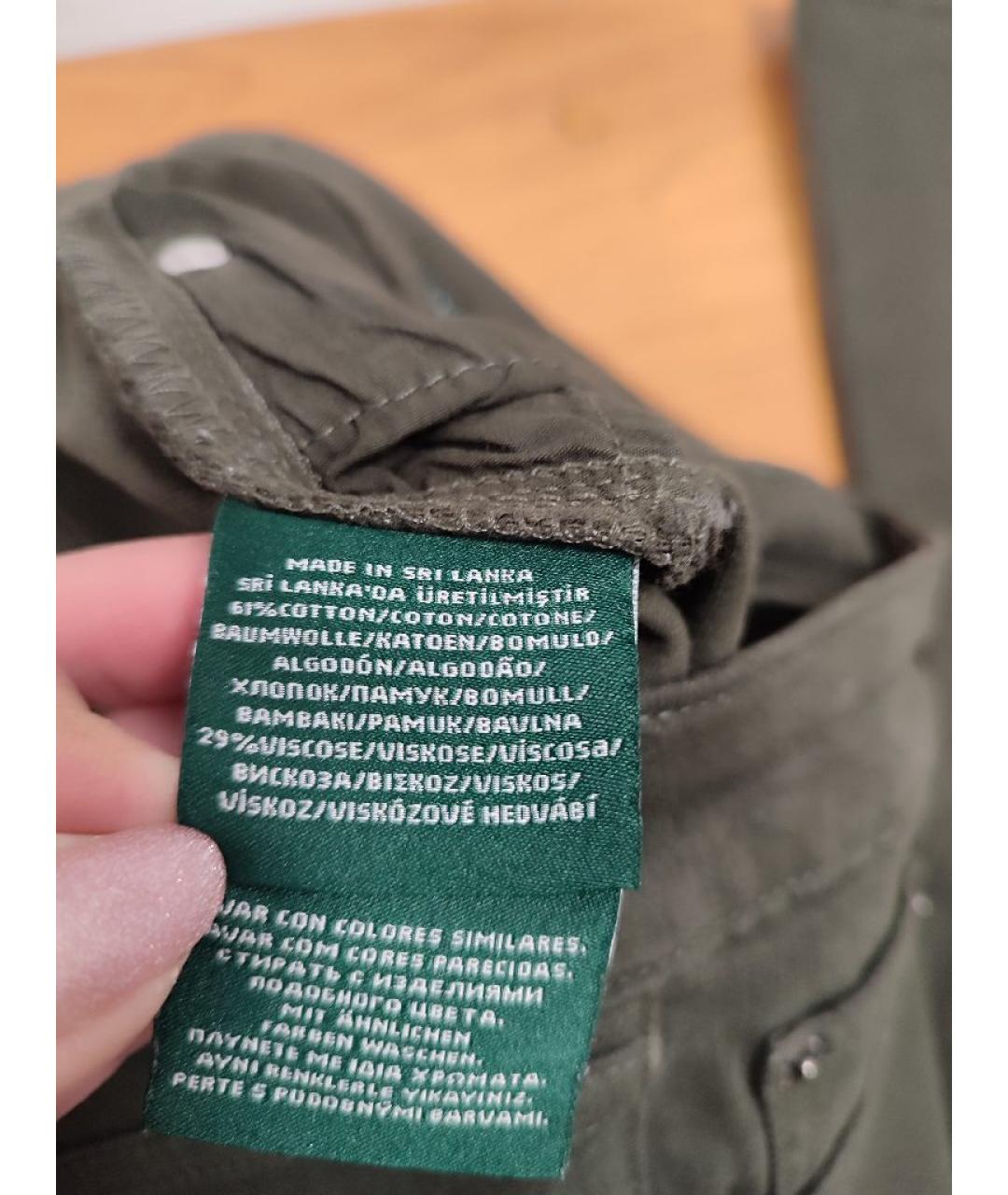 RALPH LAUREN Хаки хлопко-эластановые джинсы слим, фото 5