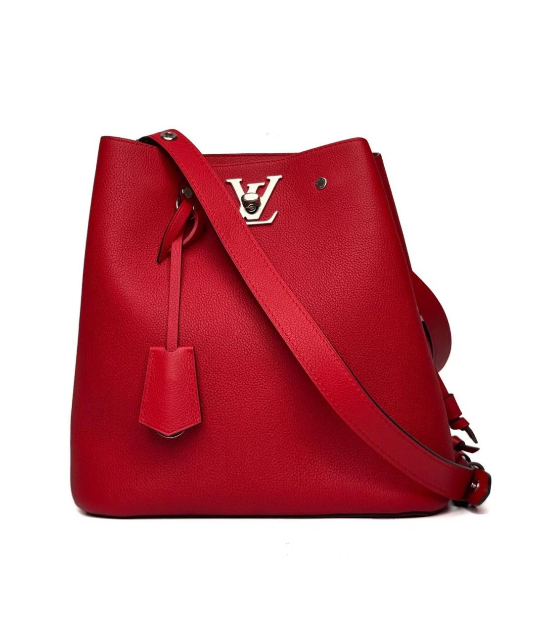 LOUIS VUITTON Красная кожаная сумка тоут, фото 9