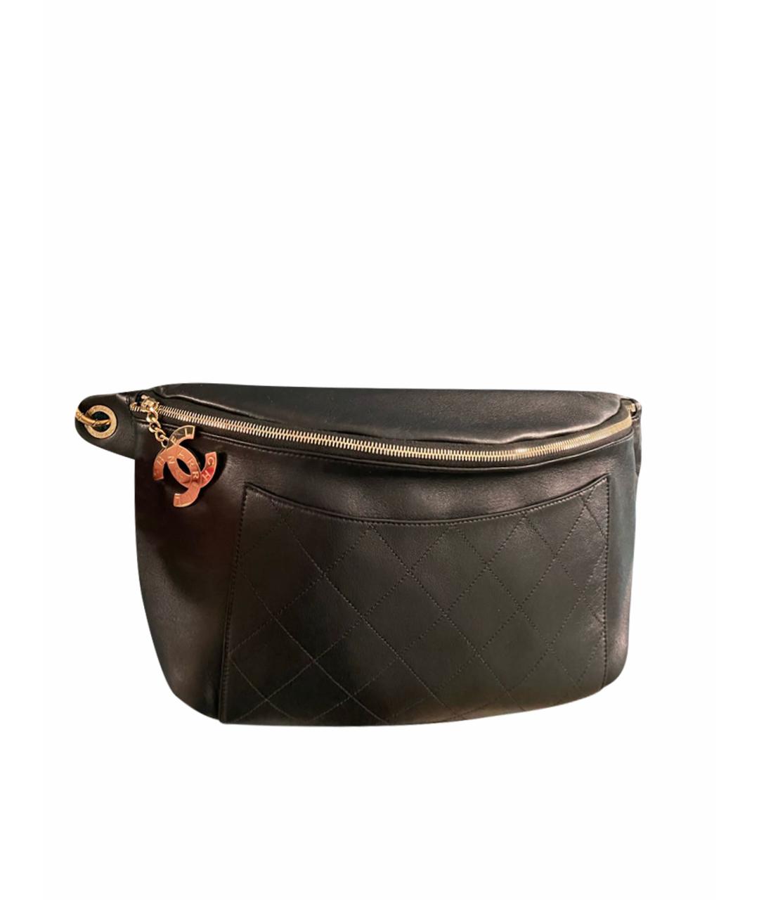 CHANEL Черная кожаная поясная сумка, фото 1