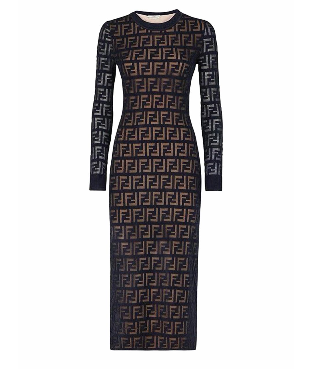 FENDI Черное сетчатое коктейльное платье, фото 1
